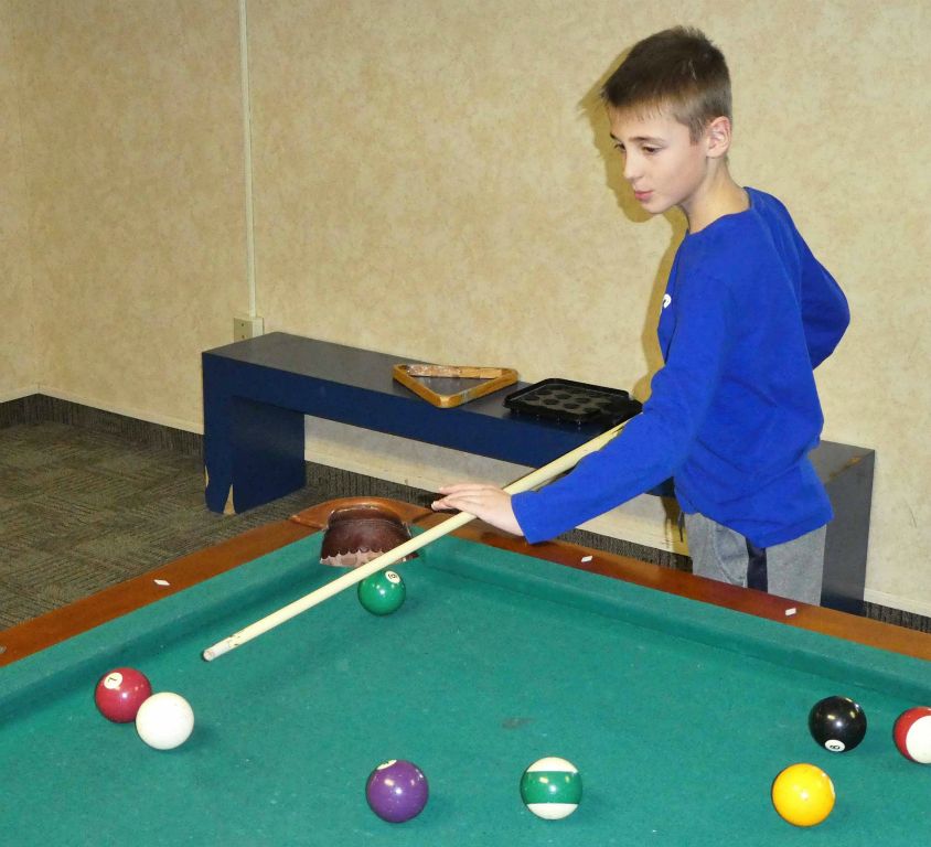 Ben demonstrating his billiards skills