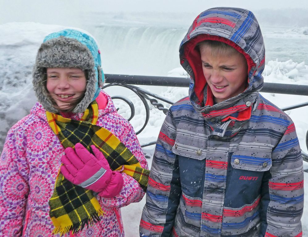 Brrr it's so cold that Niagara Falls has almost frozen up.